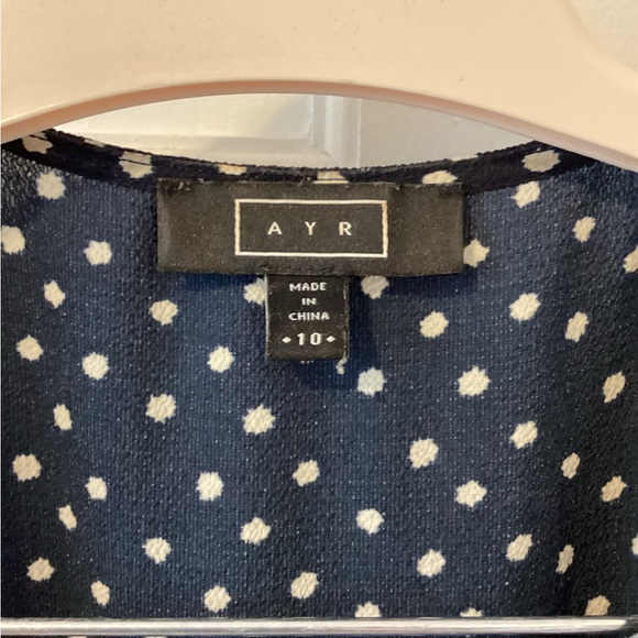 AYR Dark Blue Top with White Dots - Picture 2 of 3